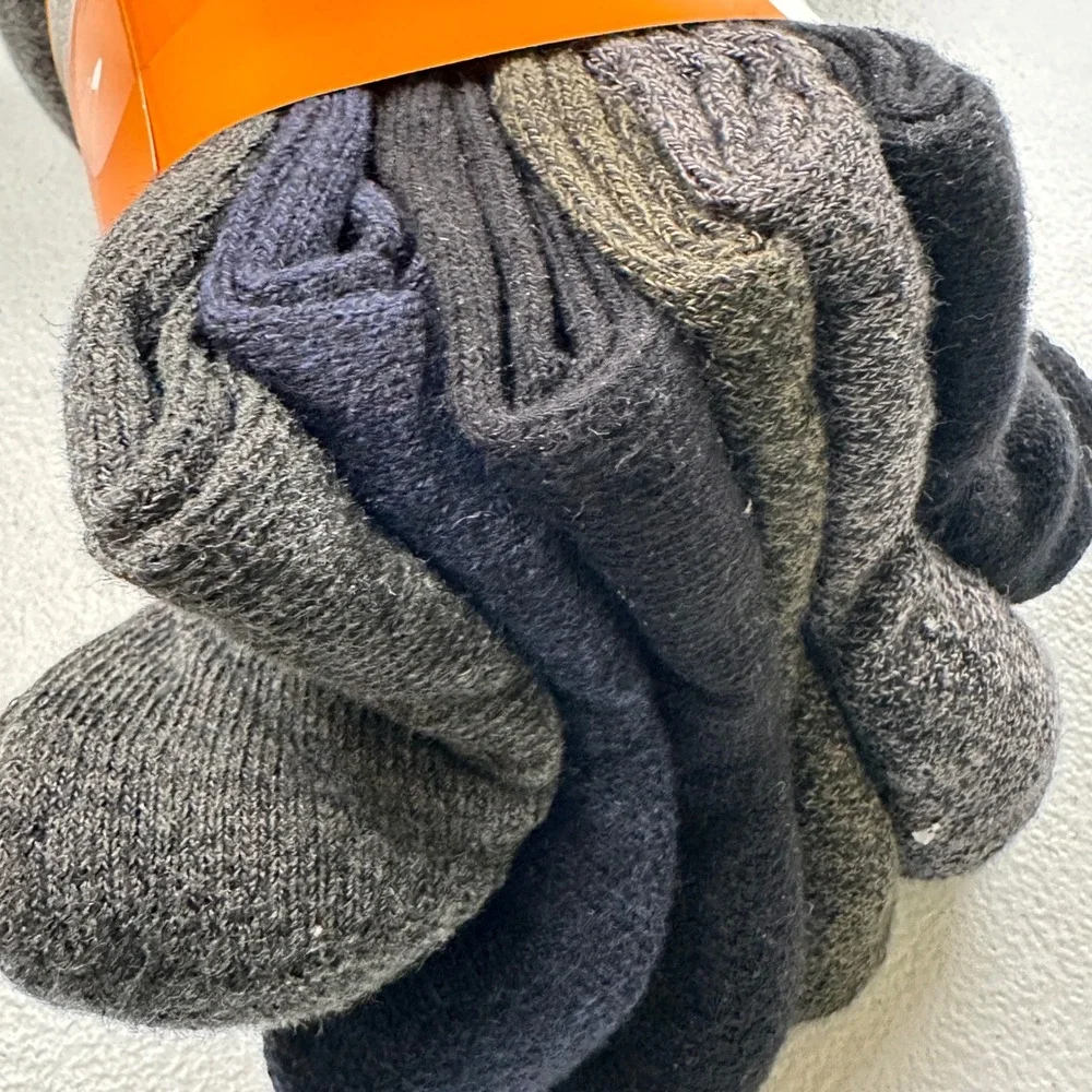 Timberland Cushioned Crew Socks 6 Pairs Black Grey Multi Cotton Blend Mens 6-12